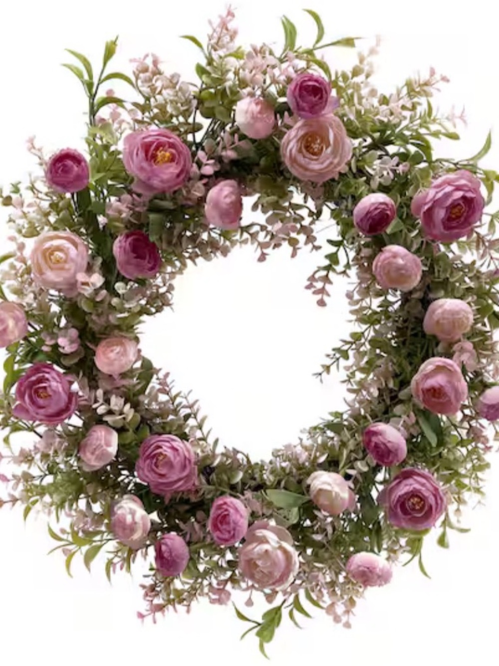 Pink Floral Rose Wreath - Home Accents